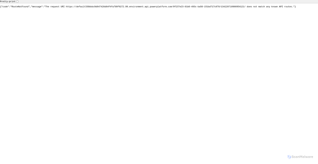 Security scan screenshot of https://default330bbbc9d847420d84f4fa709f9272.99.environment.api.powerplatform.com