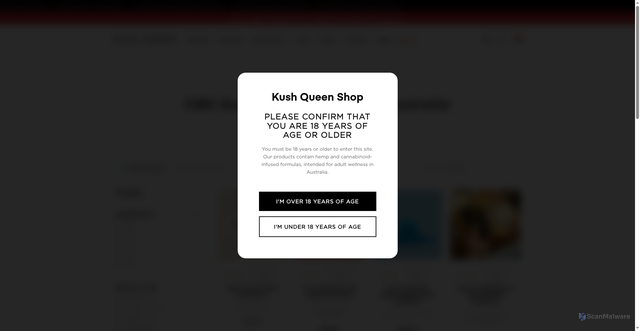 Security scan screenshot of https://kushqueenshop-com.pages.dev/collections/cbd-gummies-for-beginners-australia