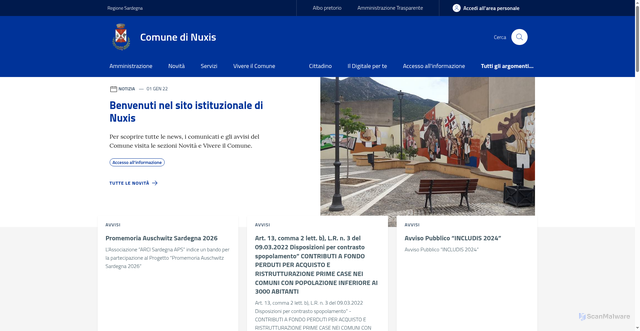 Security scan screenshot of https://www.comune.nuxis.su.it/
