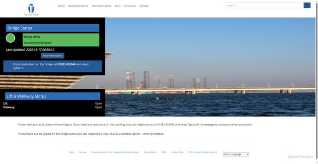 Security scan screenshot of https://www.tayroadbridge.co.uk/