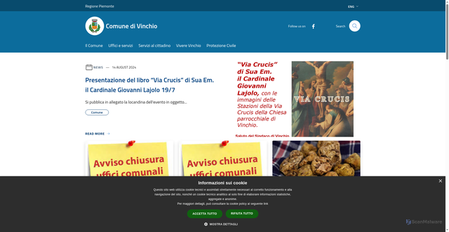 Security scan screenshot of https://www.comune.vinchio.at.it/it