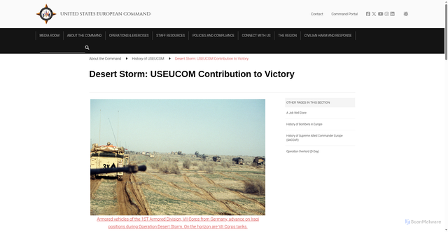 Security scan screenshot of https://www.eucom.mil/desert-storm-useucom-contribution-to-victory