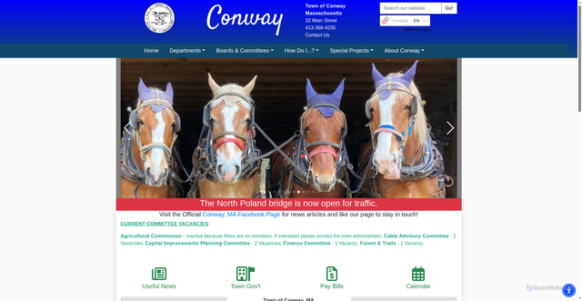 Security scan screenshot of https://conwayma.gov/