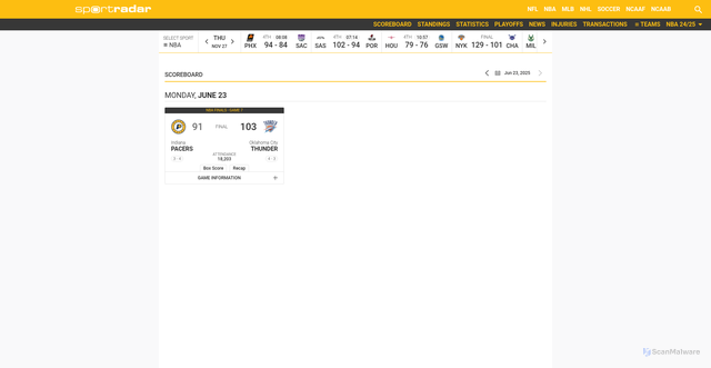 Security scan screenshot of https://sportcenter.media.sportradar.com/usdefault/usstats/basketball/season/119257