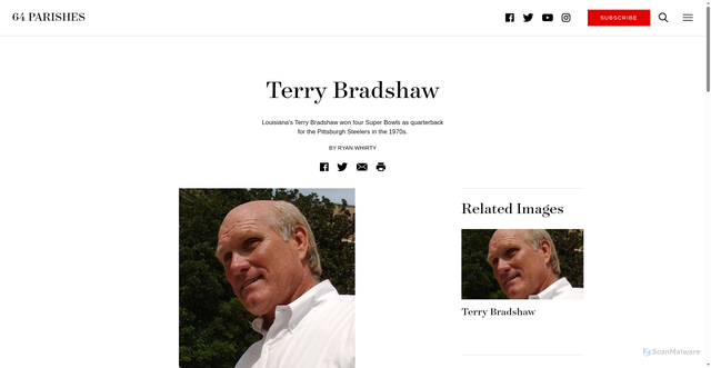 Security scan screenshot of https://64parishes.org/entry/terry-bradshaw