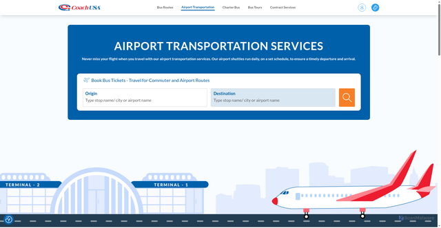 Security scan screenshot of https://www.coachusa.com/airport-transportation