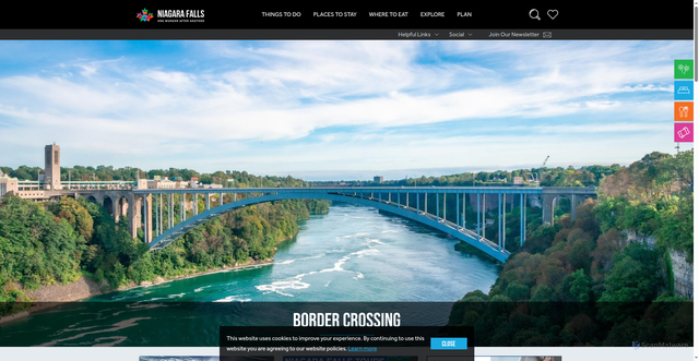 Security scan screenshot of https://www.niagarafallstourism.com/plan/border-crossing/