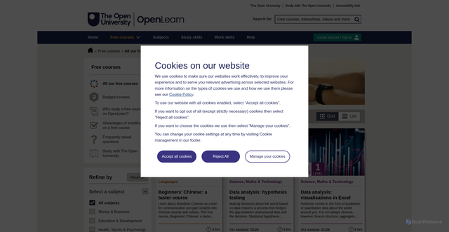 Security scan screenshot of https://www.open.edu/openlearn/free-courses/full-catalogue