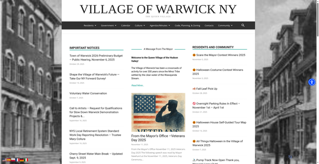 Security scan screenshot of https://villageofwarwickny.gov/