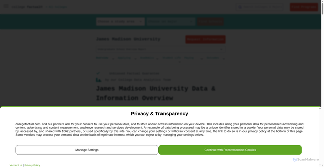 Security scan screenshot of https://www.collegefactual.com/colleges/james-madison-university/