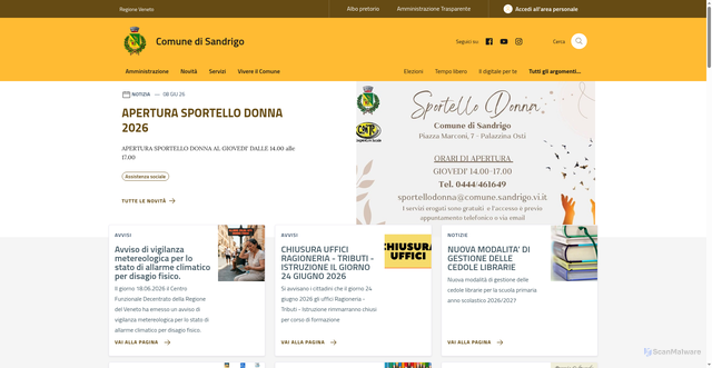 Security scan screenshot of https://www.comune.sandrigo.vi.it