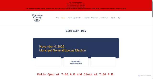 Security scan screenshot of https://cherokeegavotes.com/election-day-2/