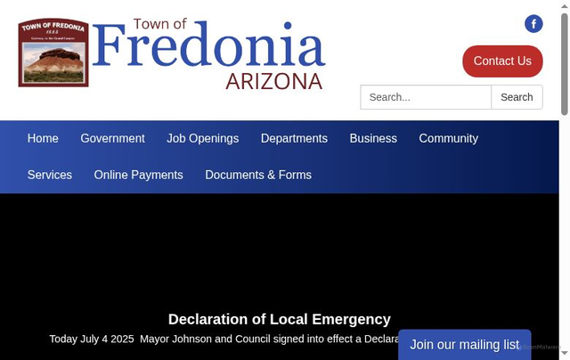 Security scan screenshot of https://www.fredoniaaz.gov/