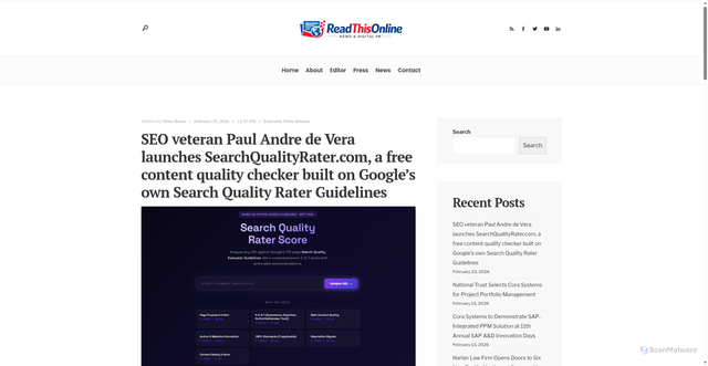 Security scan screenshot of https://louisiana.readthisonline.com/blog/2026/02/23/seo-veteran-paul-andre-de-vera-launches-searchqualityrater-com-a-free-content-quality-checker-built-on-googles-own-search-quality-rater-guidelines/
