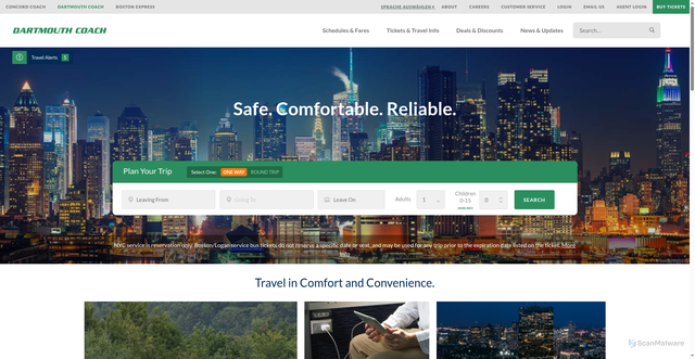 Security scan screenshot of https://dartmouthcoach.com/