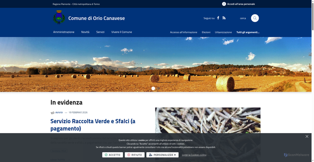 Security scan screenshot of https://www.comune.oriocanavese.to.it