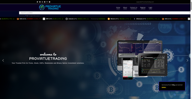 Security scan screenshot of https://provirtuetrading.com/
