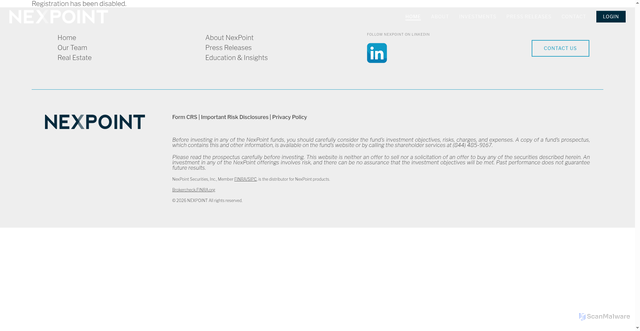 Security scan screenshot of http://nexpointsecurities.com/