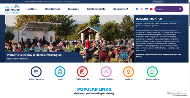 Security scan screenshot of http://www.monroewa.gov/