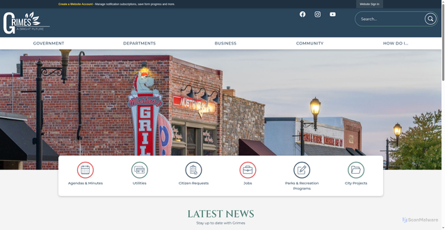 Security scan screenshot of https://grimesiowa.gov/