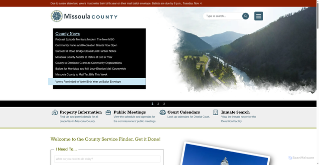 Security scan screenshot of https://www.missoulacounty.gov/