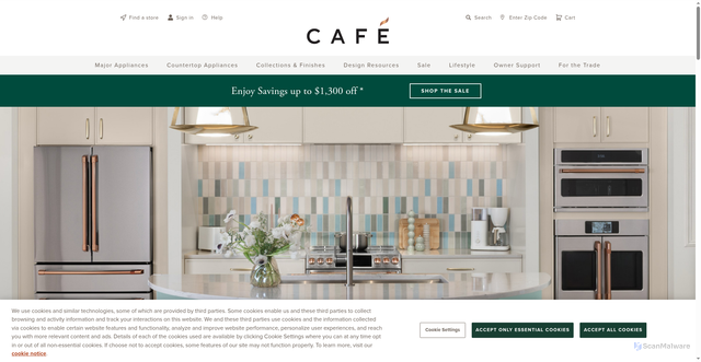 Security scan screenshot of https://cafeappliances.com