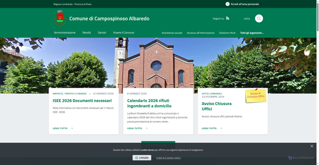 Security scan screenshot of https://www.comune.campospinoso.pv.it/it-it/home