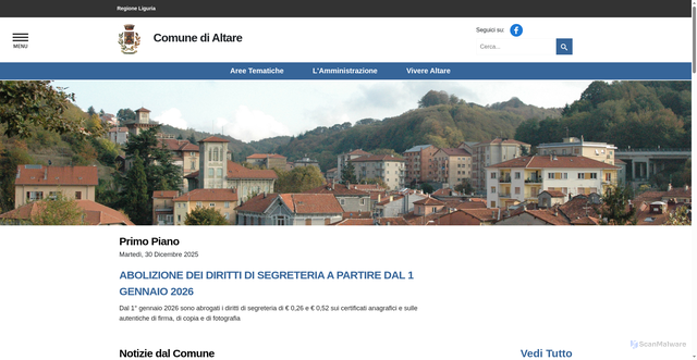 Security scan screenshot of https://www.comune.altare.sv.it/