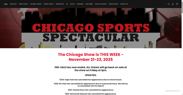 Security scan screenshot of https://chicagosportsspectacular.com/