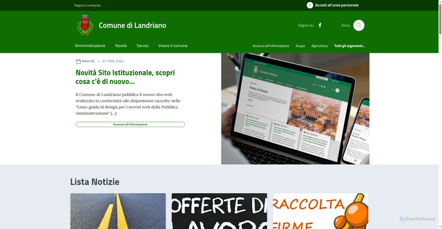 Security scan screenshot of https://www.comune.landriano.pv.it