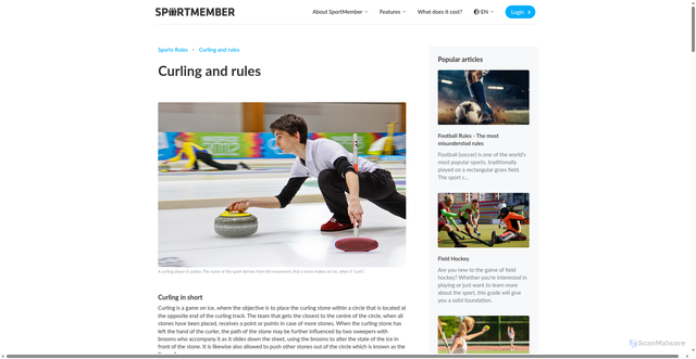 Security scan screenshot of https://www.sportmember.co.uk/en/sports-rules/curling-rules