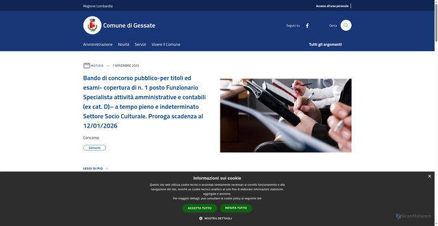 Security scan screenshot of https://www.comune.gessate.mi.it/it