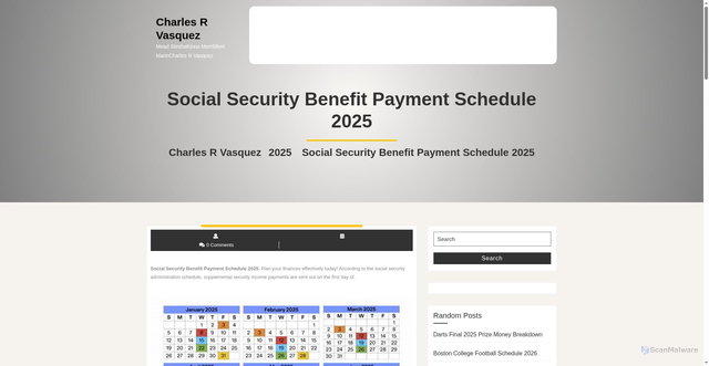 Security scan screenshot of https://charlesrvasquezl.pages.dev/dpbbk-social-security-benefit-payment-schedule-2025-ahvlk/
