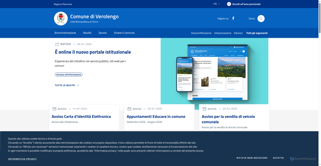 Security scan screenshot of https://www.comuneverolengo.it/