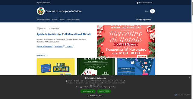 Security scan screenshot of https://www.comune.venegonoinferiore.va.it/it