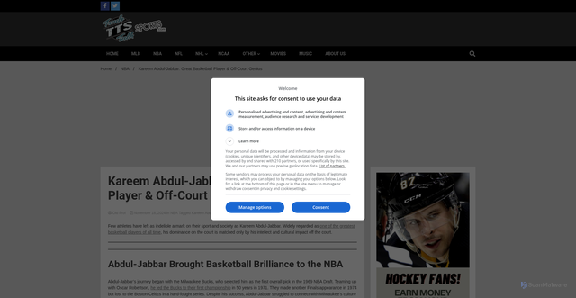Security scan screenshot of https://tradetalksports.com/kareem-abdul-jabbar-great-player-off-court-genius/