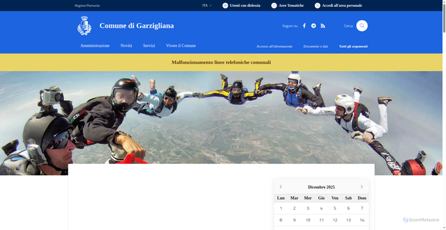 Security scan screenshot of https://www.comune.garzigliana.to.it/