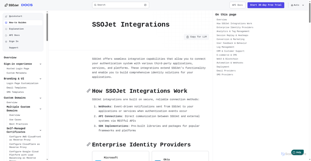 Security scan screenshot of https://ssojet-docs.pages.dev/en/how-to-guides/integrations/
