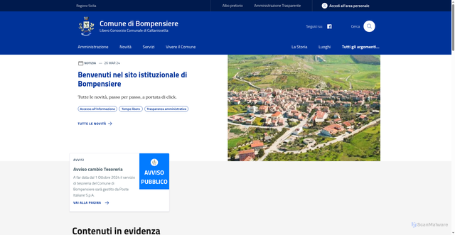 Security scan screenshot of https://www.comune.bompensiere.cl.it/