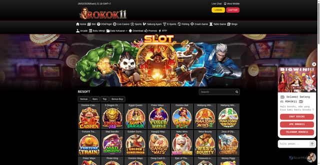 Security scan screenshot of https://rokok11harumnya.xyz/desktop/game/slot/besoft