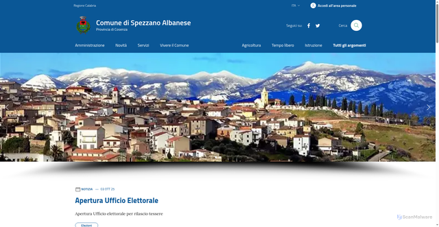 Security scan screenshot of https://www.comune.spezzano-albanese.cs.it/