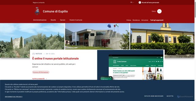 Security scan screenshot of https://www.comune.eupilio.co.it/