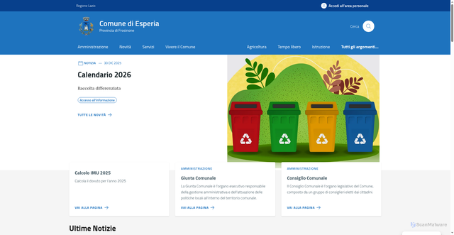 Security scan screenshot of https://comune.esperia.fr.it/