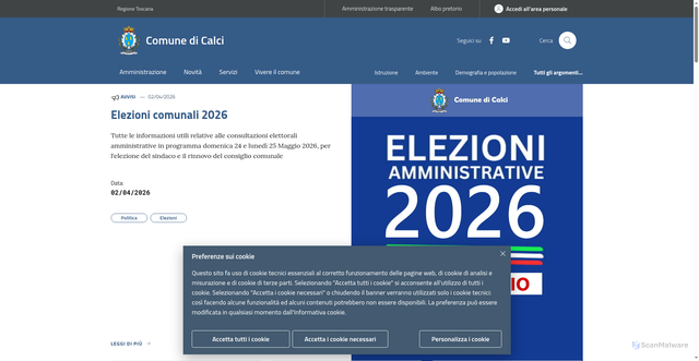 Security scan screenshot of https://www.comune.calci.pi.it