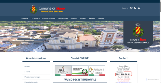Security scan screenshot of https://www.comune.siano.sa.it/hh/index.php