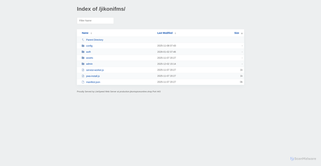 Security scan screenshot of http://production.jikonispicesonline.shop/jikonifms/?SD
