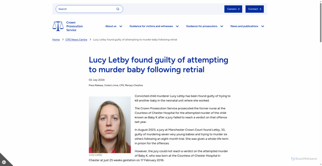 Security scan screenshot of https://www.cps.gov.uk/mersey-cheshire/news/lucy-letby-found-guilty-attempting-murder-baby-following-retrial