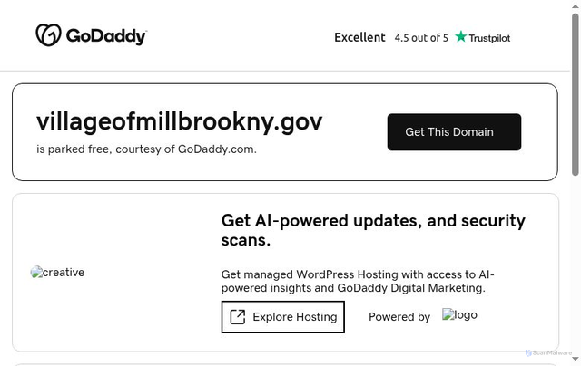 Security scan screenshot of https://villageofmillbrookny.gov/
