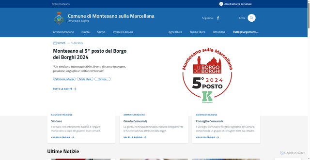 Security scan screenshot of https://www.comune.montesano.sa.it