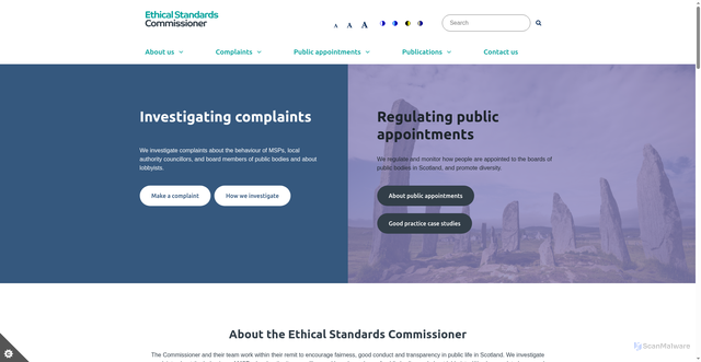 Security scan screenshot of http://www.ethicalstandards.org.uk